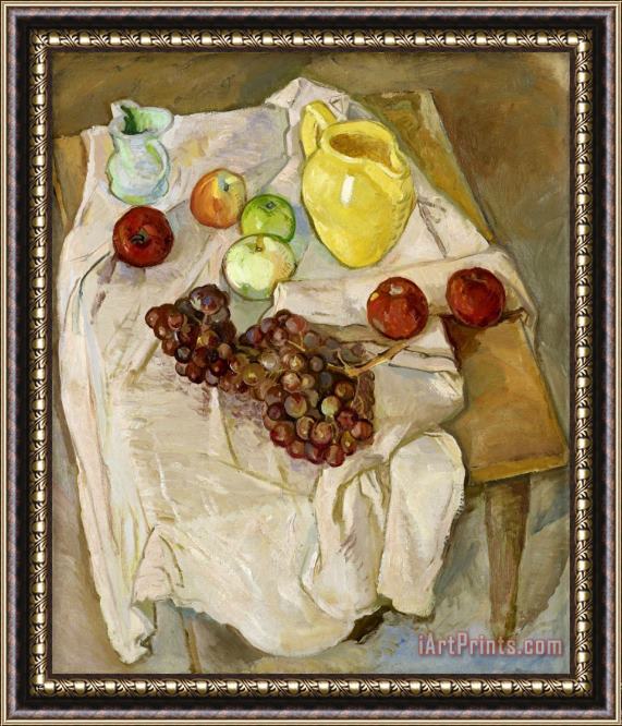 Pierre Daura Untitled [yellow Pitcher, Apples And Grapes] Framed Print